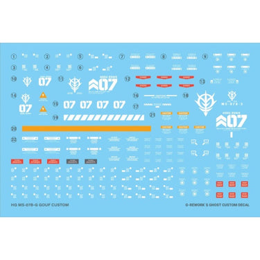 G-Rework CD-H117 Premium Decal for HG Ms-07B Gouf Custom
